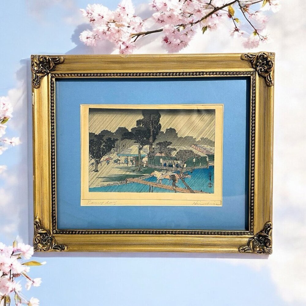 Shima Art Company Vintage Japanese Hiroshige 5x7 Woodblock Print 1930’s